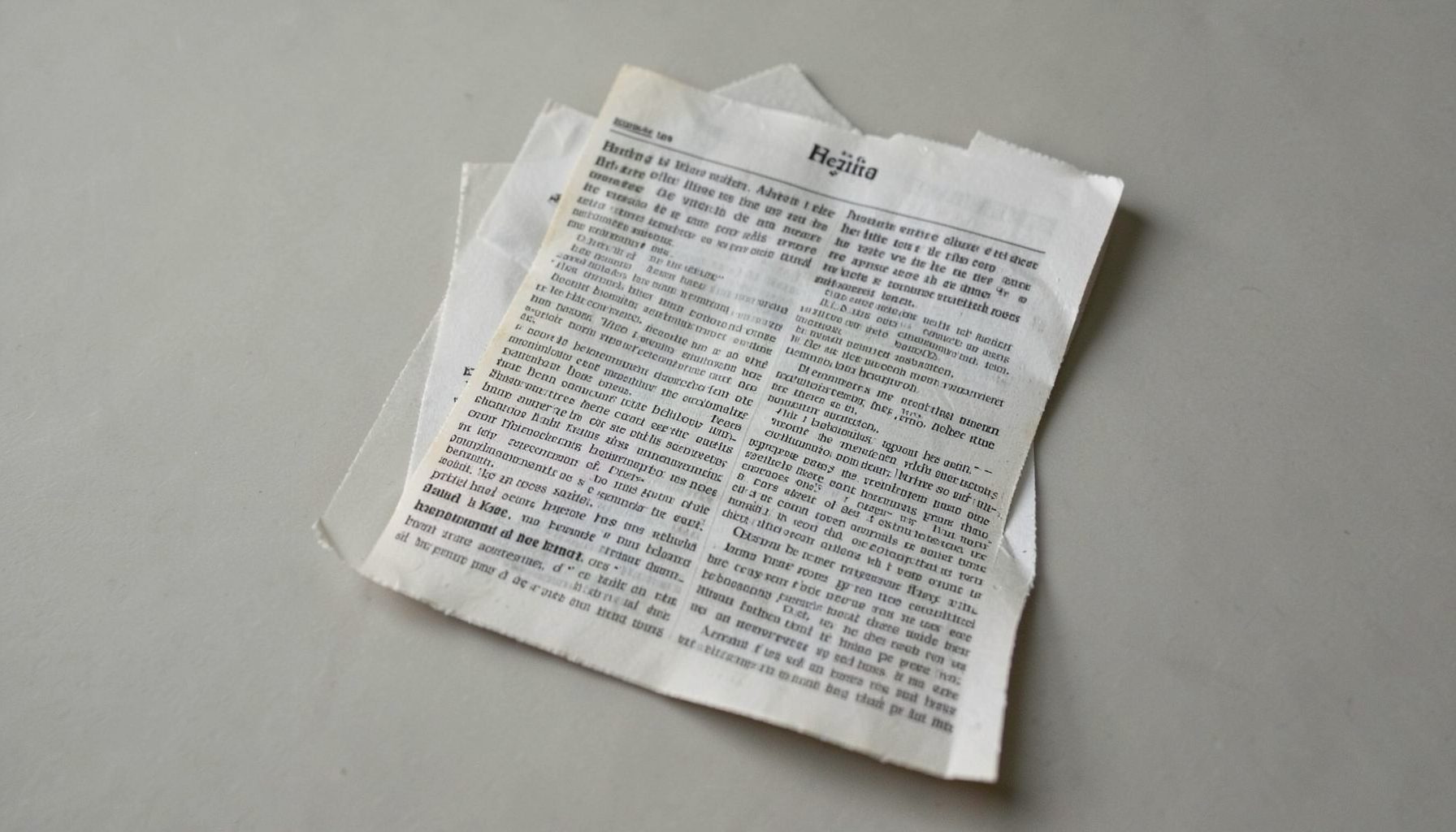 Newspaper clipping on a neutral surface, muted tones, journalism and accountability theme